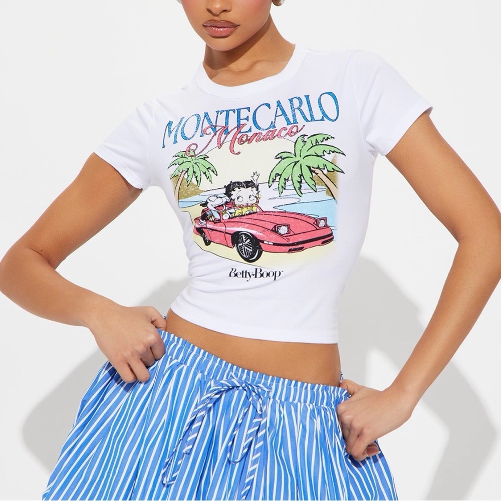 Brand New White Betty Boop Monte Carlo Graphic Tee size M